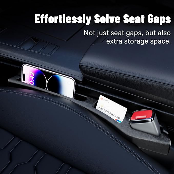 Car Seat Gap Filler Set of 2, Car Organizers and Storage, Car Accessories Fit Sedan SUV Truck, Black