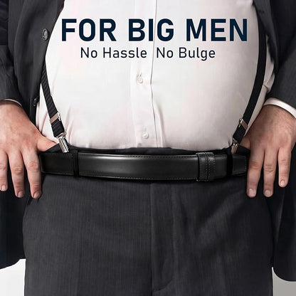 SANSTHS Mechanic Buckless Belts for Men, No Scratch Leather Work Belt Hook & Loop Tsa Belt for Technician Travel Gifts