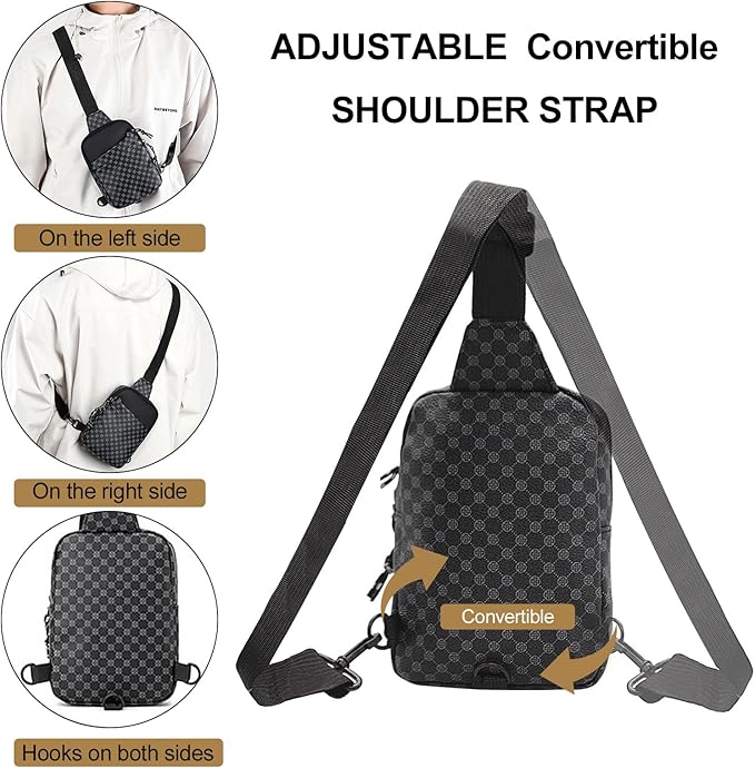 Long Keeper Mini Sling Bag - Women Men Vegan Leather Crossbody Phone Bag Waterproof Travel Running Chest Bag Casual Daypack