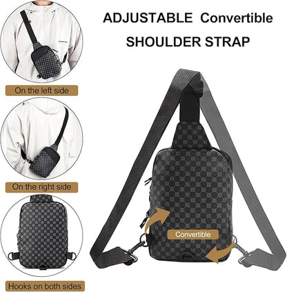 Long Keeper Mini Sling Bag - Women Men Vegan Leather Crossbody Phone Bag Waterproof Travel Running Chest Bag Casual Daypack