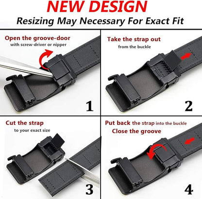 DOOPAI Belt Men, Ratchet Dress Adjustable 1 3/8" Sliding Leather Designer, Size Length Can be Cut, with Gift Box