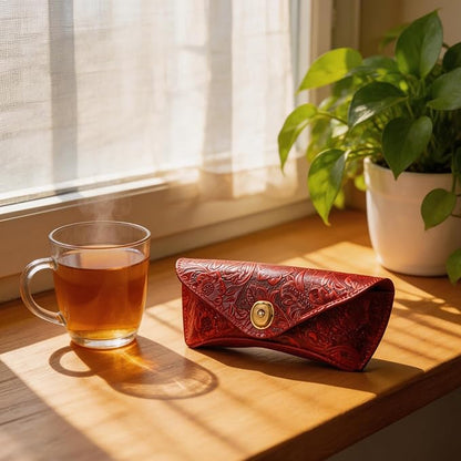 Real Leather Eyeglasses Case for Men and Women - Reading Glasses Pouch