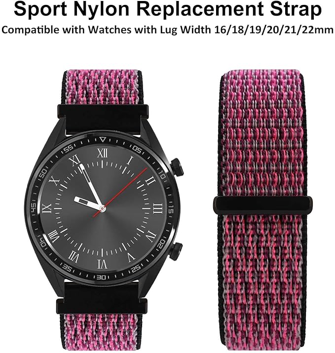WOCCI 22mm Adjustable Nylon Watch Band, Quick Release Sport Loop Strap (Ripe Plum)