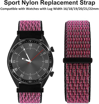 WOCCI 20mm Adjustable Nylon Watch Band, Quick Release Sport Loop Strap (Ripe Plum)