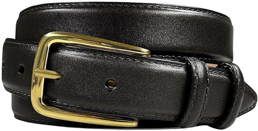 Andrew/Armando - Dress Belt Solid Brass Buckle (Gold & Silver) Genuine Full-Grain Cowhide Leather Belt 1-1/8"(30mm) Wide