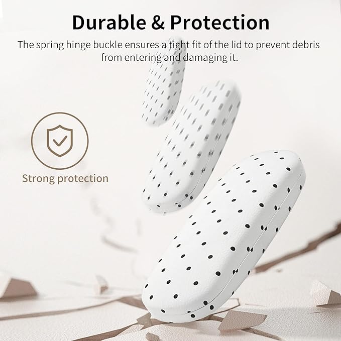 Glasses Case Hard, Cute Sunglasses Case for Women Leather Protective Case for Eyeglass with Cleaning Cloth
