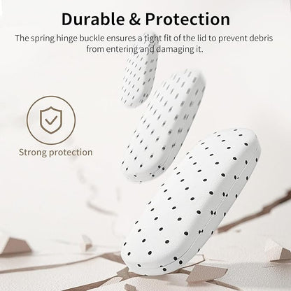 Glasses Case Hard, Cute Sunglasses Case for Women Leather Protective Case for Eyeglass with Cleaning Cloth