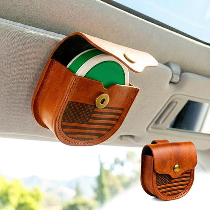 Car Visor ZYN Holder Faux Leather Pouch – Magnetic Snap Zyn Can Holster for Sun Visor, Premium PU Organizer for Pouch Cans, Universal Fit Car Interior Accessories for Men & Women (Brown)