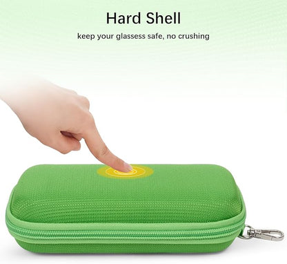 Double Eyeglasses Case Hard Shell Dual Sunglasses Organizer with Zipper Closure Travel Eyewear Storage for Vehicle
