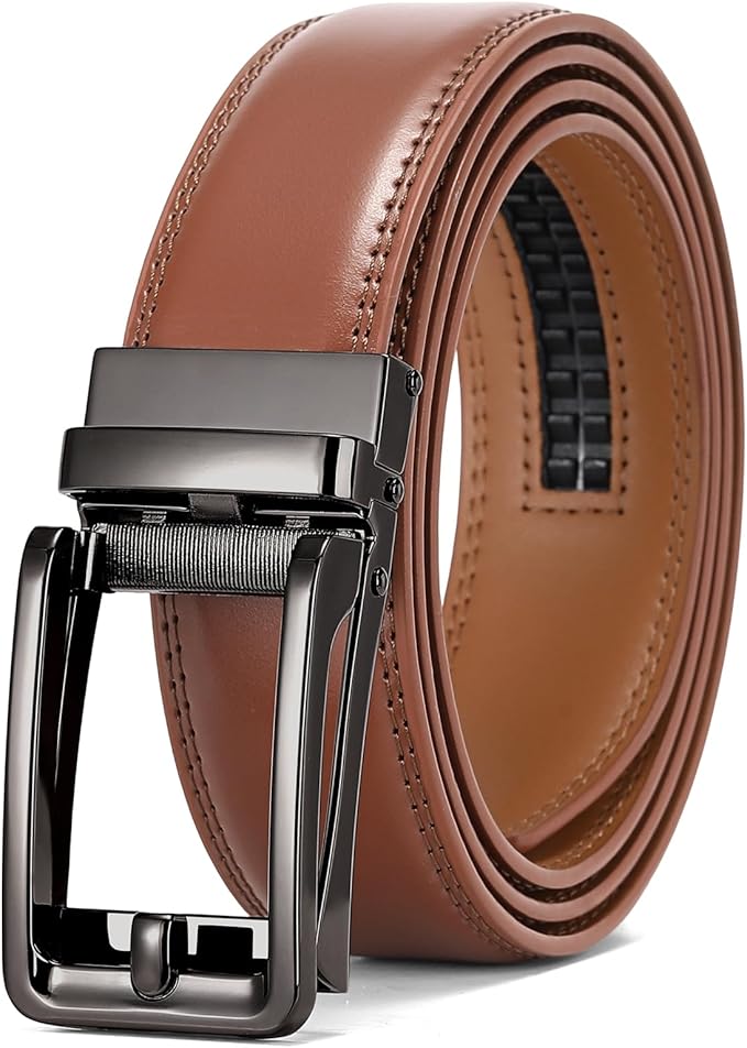SENDEFN Men's Leather Dress Casual Belt 1 3/8" Automatic Adjustable Click Buckle Belts with Gift Box