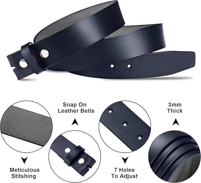 HJones Western Belts for Men without Buckle,Cowboy Belt Buckles for Men,1.5" Wide Genuine Leather Belt No Buckle