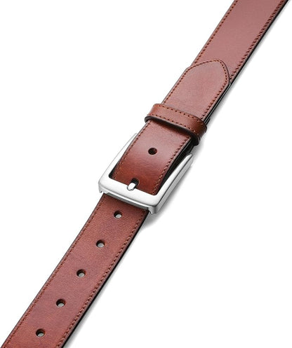 MILORDE Men's Genuine Leather Dress Belt, Handmade, 100% Cow Leather, Fashion & Classic Designs for Work Business and Casual