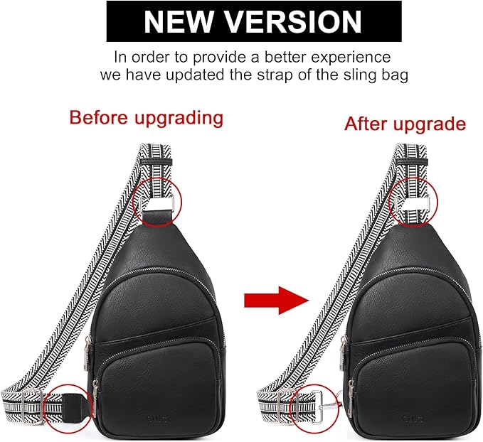 CLUCI Small Sling Bag for Women, Vegan Leather Fanny Pack Crossbody Bags for Women, Chest Bag With Guitar Strap