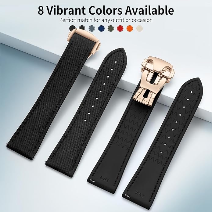 ULLCHRO Watch Strap Watch Band 20mm 22mm Man Waterproof Quick Release Bands Sport Replacement Strap Soft FKM Rubber Watchband