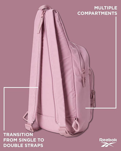 Reebok Unisex Crossbody Sling Bags – Compact Convertible Strap Cross Body Bag Travel Sling Bag - Gym & Travel Essential, Cosmos Infused Lilac