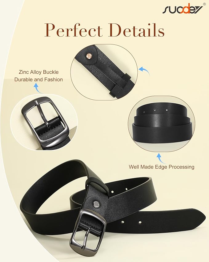 SUOSDEY Women Belts For Jeans Dresses Pants Ladies Leather Waist Belt with Elegant Buckle, Width 1.3"