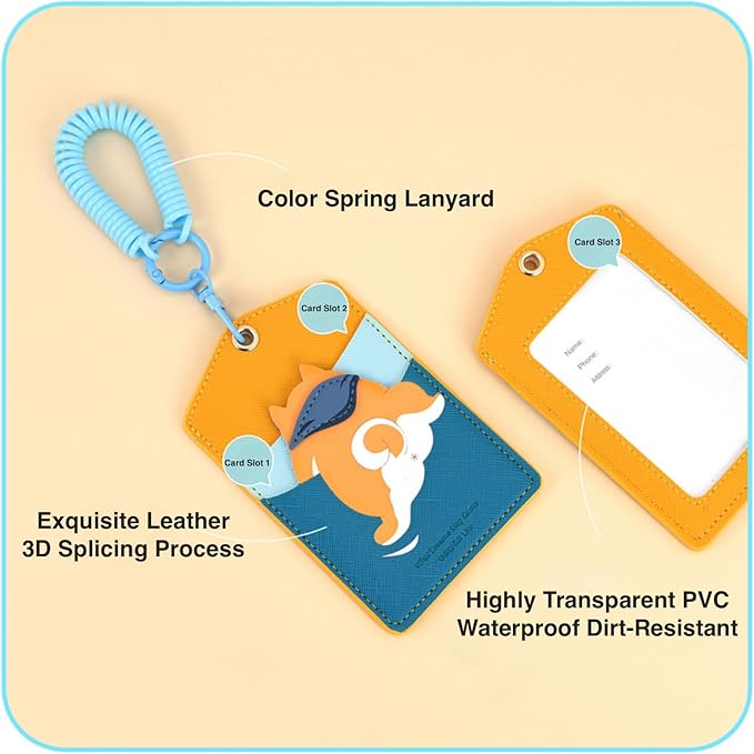 ID Badge Holder with Keychain, 3 Card Slots Cartoon Animal Cute Badge Holder for Professionals, Teacher, Nurse Officer and Students Women Girls Boys (Panda)