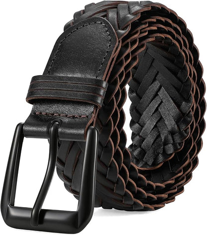 Braided Leather Belt for Men Adjustable Woven Golf Belt for Causal Shorts Pants Jeans 1.4'' Width
