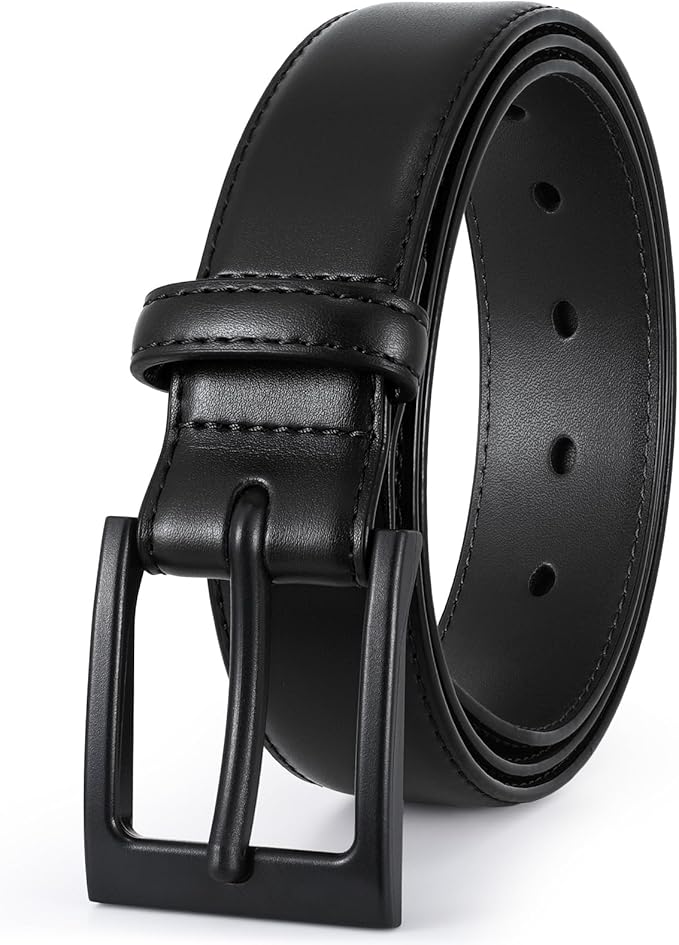 XZQTIVE TSA Belt For Men Metal Free Dress Belts Hypoallergenic Leather Belt With Black Buckle Nickle Free
