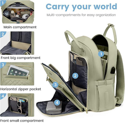 LOVEVOOK Laptop Backpack for Women, Water Resistant Travel Work Backpacks Purse College Business Teacher Nurse Computer bag with USB Charging Port