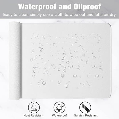 Hsurbtra Desk Pad, 30" x 14" PU Leather Desk Mat, XL Extended Mouse Pad, Waterproof Desktop Blotter Protector, Non-Slip Ultra Thin Large Laptop Keyboard Writing Mat for Office Home, White