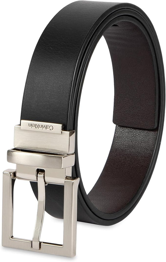 Calvin Klein Men’s Reversible Leather Belt - 2‑in‑1 Versatile Modern Style