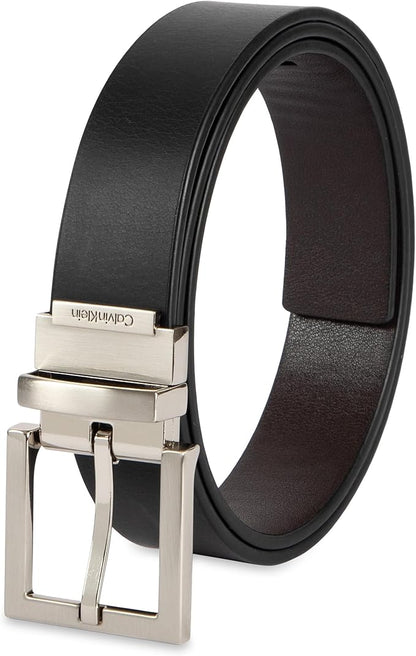 Calvin Klein Men’s Reversible Leather Belt - 2‑in‑1 Versatile Modern Style