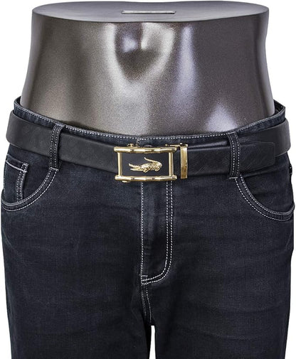 Dubulle Designer Mens Belts, Sliding Automatic Buckle Ratchet Dress Belt TOP Genuine Leather Strap Gifts