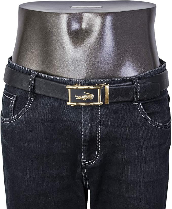 Dubulle Designer Mens Belts, Sliding Automatic Buckle Ratchet Dress Belt TOP Genuine Leather Strap Gifts
