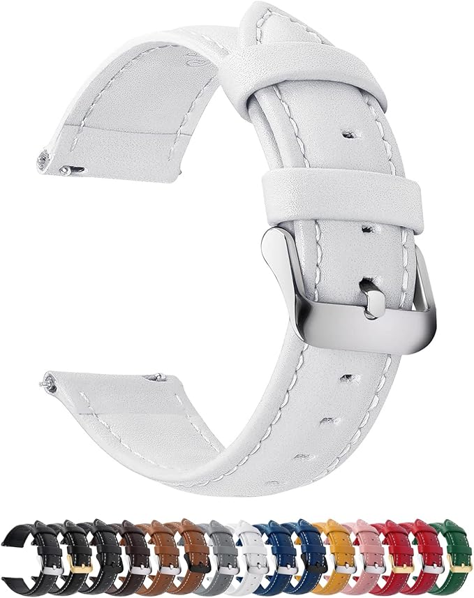 Fullmosa Watch Band, Quick Release Leather Watch Strap for Men Women, Replacement Bands Width 12mm 14mm 16mm 18mm 19mm 20mm 21mm 22mm 24mm