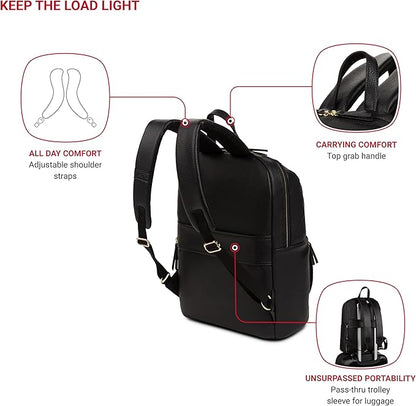 SwissGear Serenity Luxe Women's Laptop Backpack, Laptop Bag Fits Most 13-Inch Laptops, Black, 16 Inches