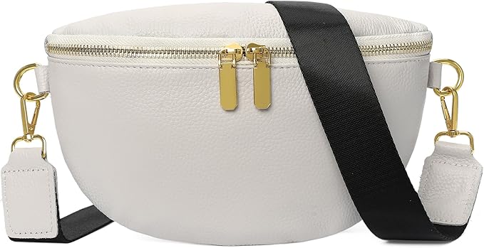 GAEKEAO Crossbody Bags for Women Fashion Sling Purse Fanny Pack Leather Belt Bum Bag Chest Shoulder Bag for Travel Beige