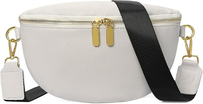 GAEKEAO Crossbody Bags for Women Fashion Sling Purse Fanny Pack Leather Belt Bum Bag Chest Shoulder Bag for Travel Beige