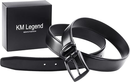 KM Legend Mens Leather Dress Belt for Work Business and Casual