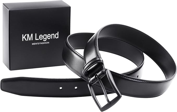 KM Legend Mens Leather Dress Belt for Work Business and Casual