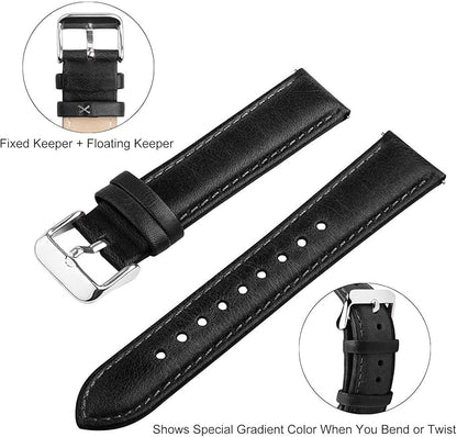 Fullmosa Watch Band, Quick Release Leather Watch Strap for Men Women, Replacement Bands Width 12mm 14mm 16mm 18mm 19mm 20mm 21mm 22mm 24mm