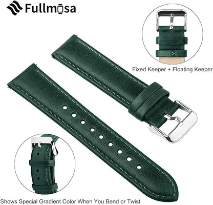 Fullmosa Watch Band, Quick Release Leather Watch Strap for Men Women, Replacement Bands Width 12mm 14mm 16mm 18mm 19mm 20mm 21mm 22mm 24mm