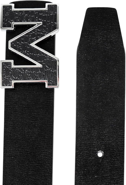 Aurolran Men&Womens Leather Dress Belt Business Automatic Buckle Belt Color-Black Silver Gold