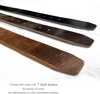 BS304 Genuine Full Grain Vintage Leather Belt Strap or Belt with Buckle_1-1/2"(38mm) wide