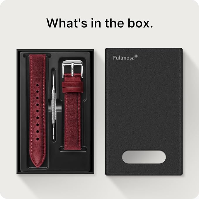 Fullmosa Watch Band, Quick Release Leather Watch Strap for Men Women, Replacement Bands Width 12mm 14mm 16mm 18mm 19mm 20mm 21mm 22mm 24mm