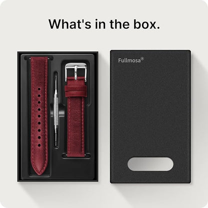 Fullmosa Watch Band, Quick Release Leather Watch Strap for Men Women, Replacement Bands Width 12mm 14mm 16mm 18mm 19mm 20mm 21mm 22mm 24mm