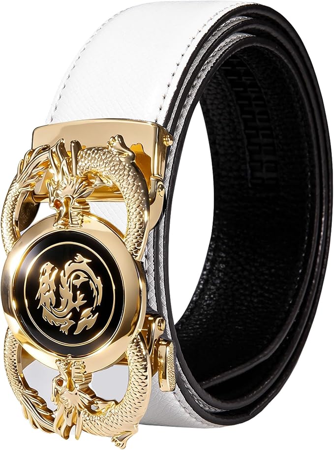 Dubulle Designer Mens Belts, Sliding Automatic Buckle Ratchet Dress Belt TOP Genuine Leather Strap Gifts