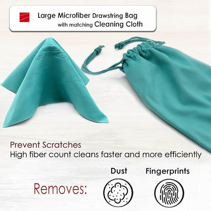MyEyeglassCase® Large Hard Sunglasses Case | fits Large curved Sunglasses, with microfiber bag and cleaning cloth