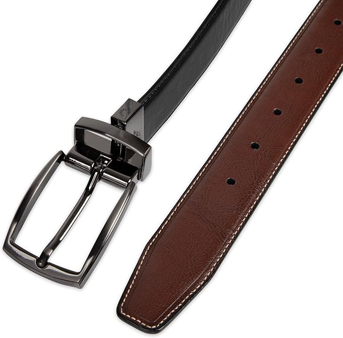 DOCKERS Men's Two-in-one Reversible Rotative Buckle Everyday Casual Dress Belt (Regular and Big & Tall Sizing)