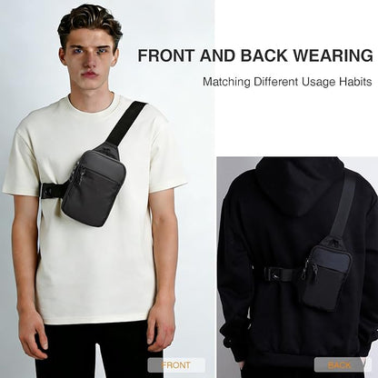 higouta Mini Sling Bag for Men Women, Small Crossbody Casual Utility Chest Phone Bag for Travel Workout