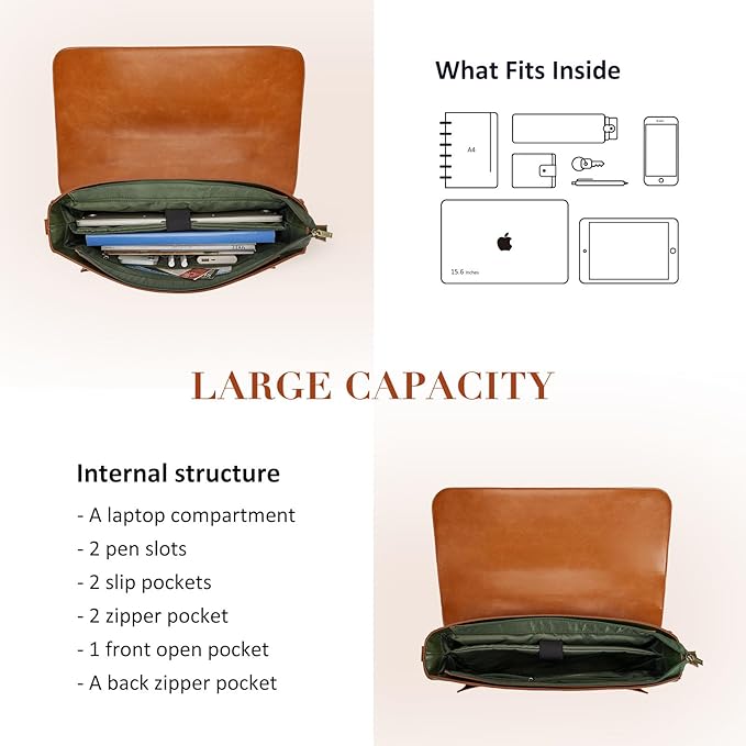 ECOSUSI Laptop Bag for Women Vegan Leather Messenger Bag Fashion Briefcase Computer Satchel Bag