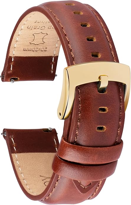 OTTOODY Leather Watch Bands Quick Release, Elegant Top Grain Leather Watch Straps for Men & Women, Choice of Color & Width - 18mm, 19mm, 20mm, 21mm or 22mm Wristbands Bracelet for Watch & Smartwatch