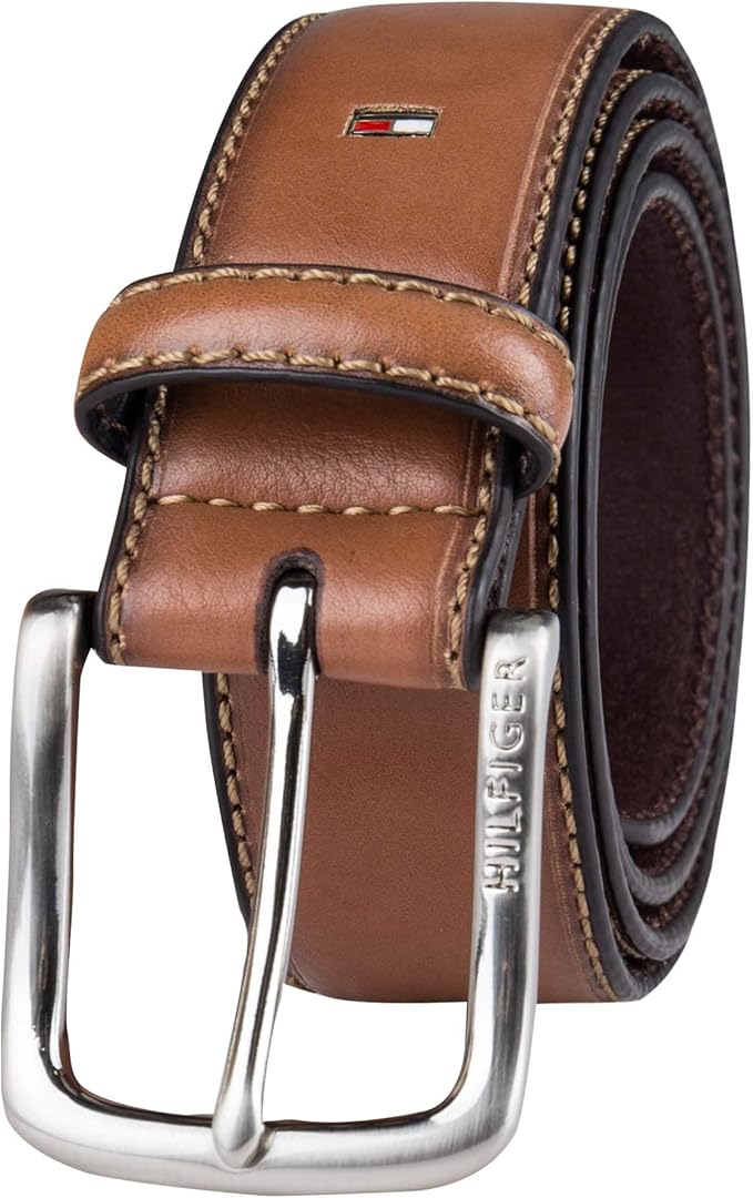 Tommy Hilfiger Men’s Semi‑Dress Leather Belt, Versatile Everyday Style (Regular & Big and Tall Sizes)