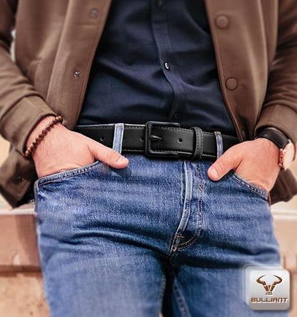 BULLIANT Men Belt,Leather Belt Adjustable For Men Dress Casual Jeans 1 3/8,Cut For Fit