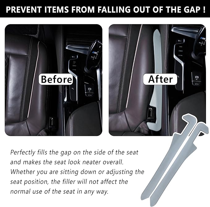 Junecarp Car Seat Gap Filler 2 Pack,Flexible Car Gap Filler Organizer to Impede Items from Dropping,Essential Interior Car Accessories Seat Gap Plug Perfectly Fits Car Gap (Gray)